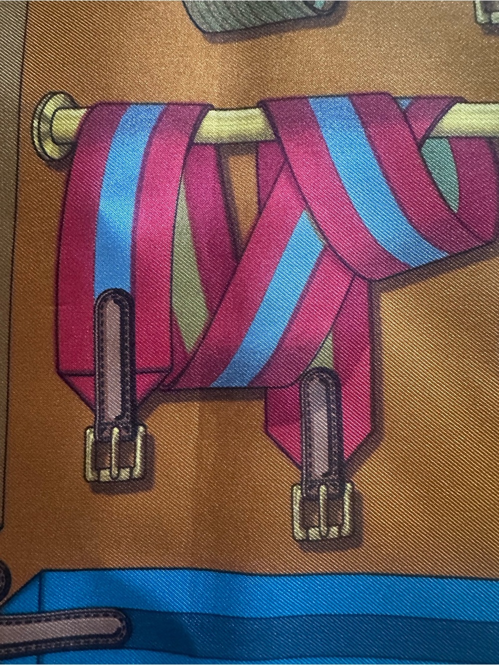 Hermes Multicolor Silk Scarf with Gold and Brown Tones - Picture 4 of 6